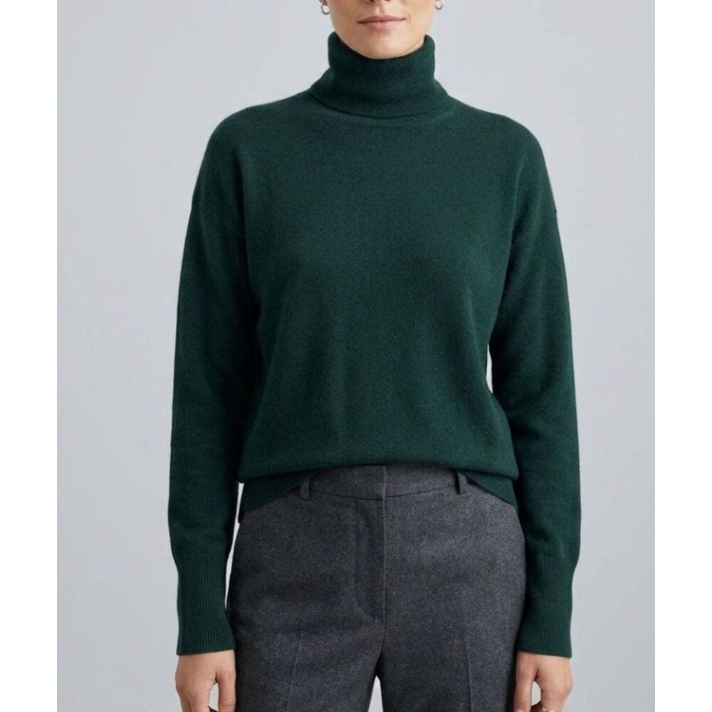 J.Crew 100% Cashmere Turtleneck Sweater Forest Green Size M